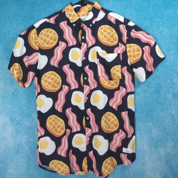 Duvin Other - Duvin Waffles Bacon Eggs Short Sleeve Button Down Shirt, Men's, Size Medium